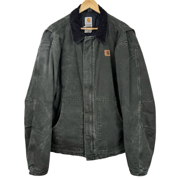 Carhartt Other - Carhartt J22 MOS Men's Jacket XL Tall Gray Canvas Corduroy Quilt Lined Vintage